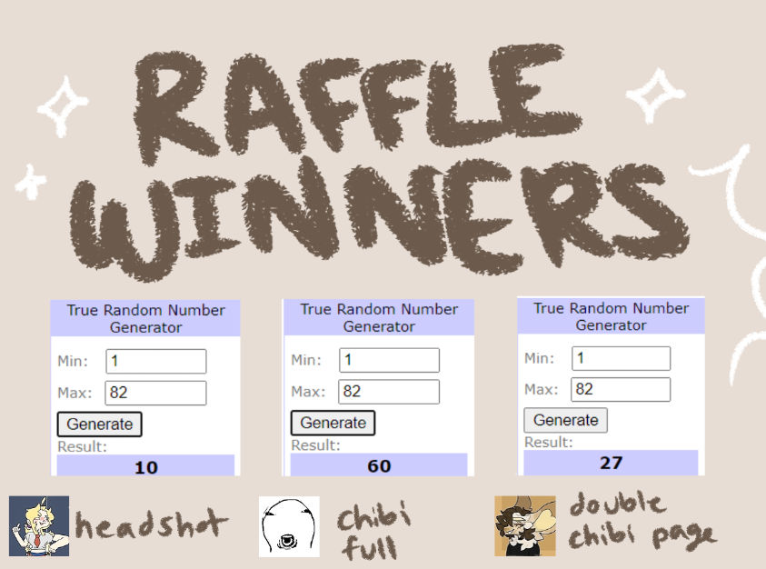 RAFFLE WINNERS by DUNCEDOGS on DeviantArt