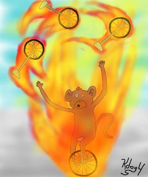 Flamin'Unicycle Jugglin'Monkey