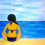 'at the beach' oil paint