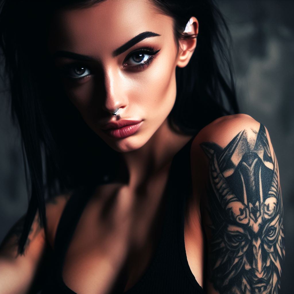 Brunette With Viking Tattoo By DimkkZ On DeviantArt brunette-with-viking-tattoo-by-dimkkz-on-deviantart