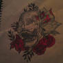 Skull with roses tattoo