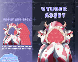 VTUBER Assets - Strawberry Milk Cow Cloak Blanket