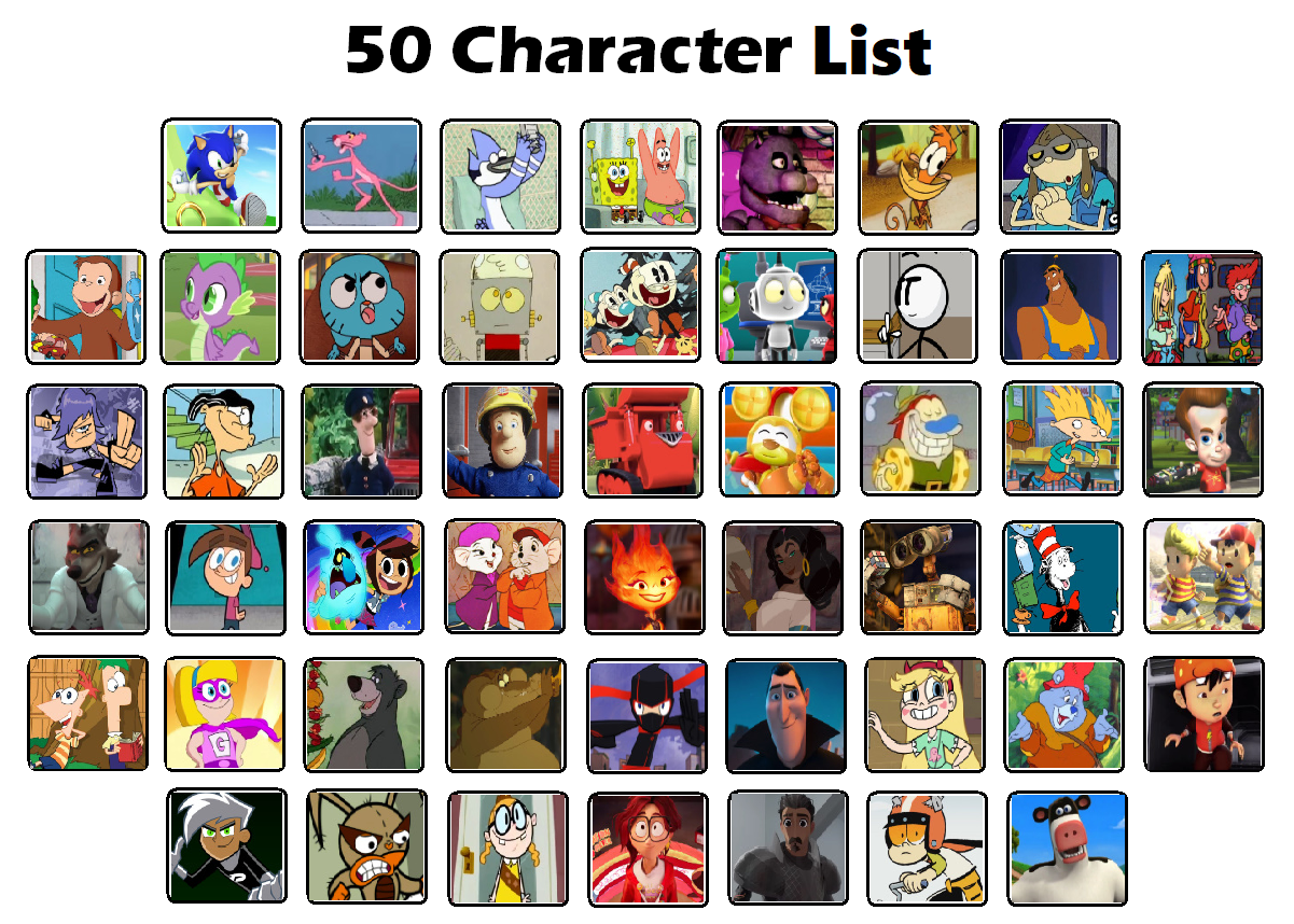 My 50 Character List (Part 2) by nicossz on DeviantArt