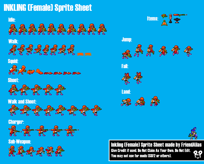Inkling Girl Mini Sprite Sheet by FriendAlias on DeviantArt