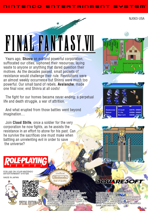 Final Fantasy VII NES Back Cover