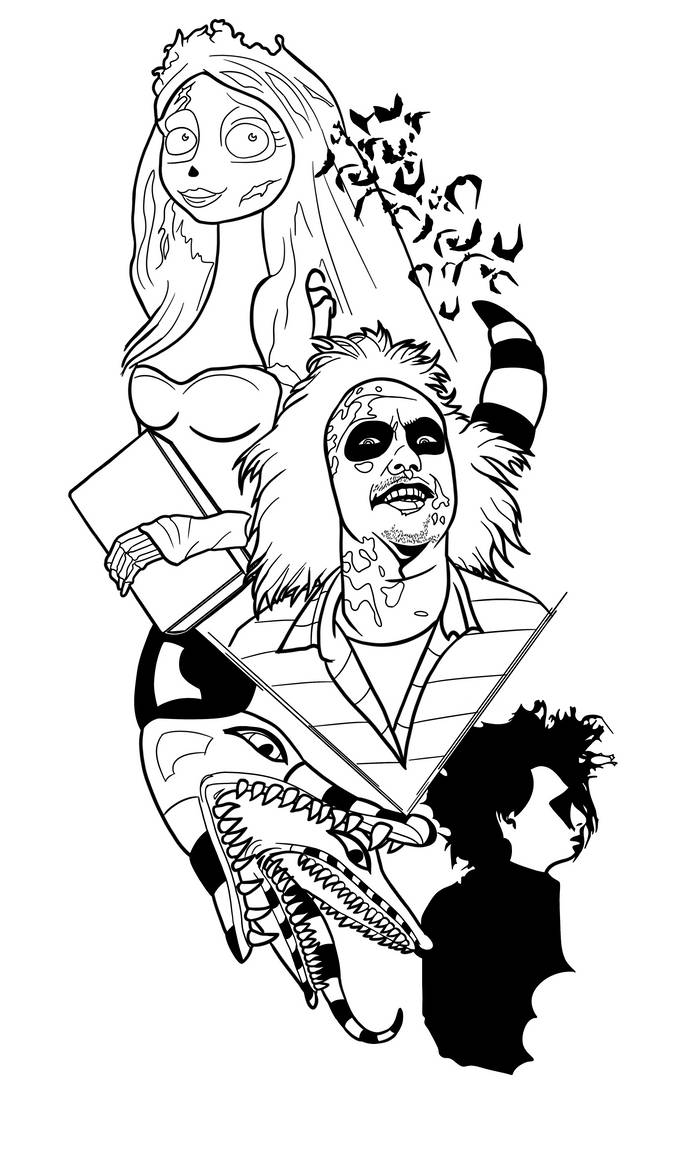 Tim Burton arm tattoo design by DisWin on DeviantArt free-printables-frankenweenie-pumpkin-carving-patterns-comic-con-family