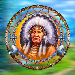 Chief of the Indian tribe as a slot symbol