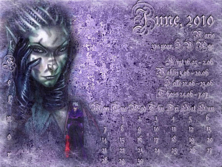 June 2010 desktop calendar