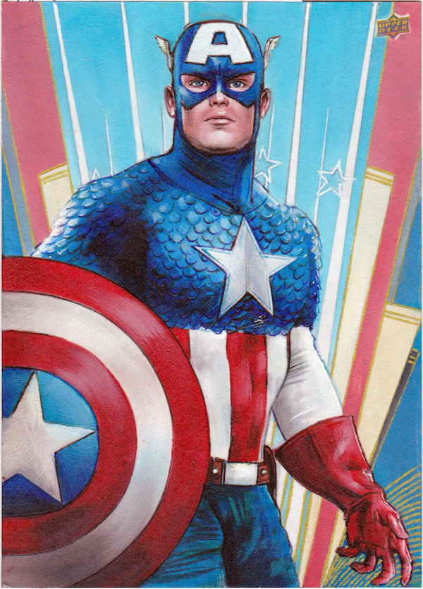 CAPTAIN AMERICA Marvel Unbound 5X7 Sketch Card by fredianofficial on