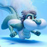 AI female Crocodile puffy cheeks underwater 64