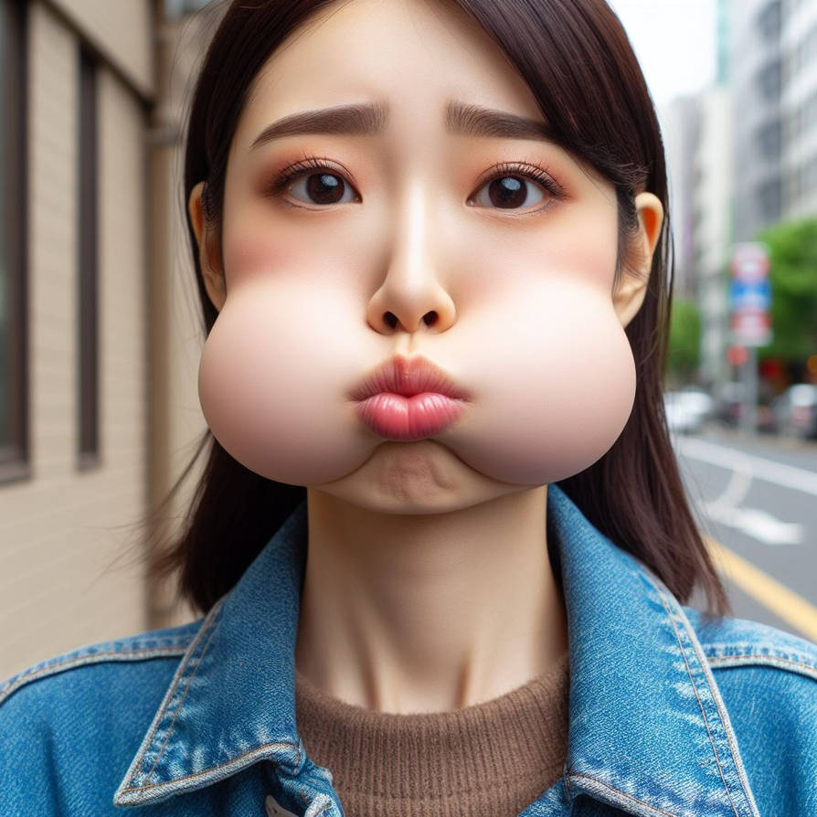 AI Asian Woman puffy cheeks 5 by DachgumDog on DeviantArt