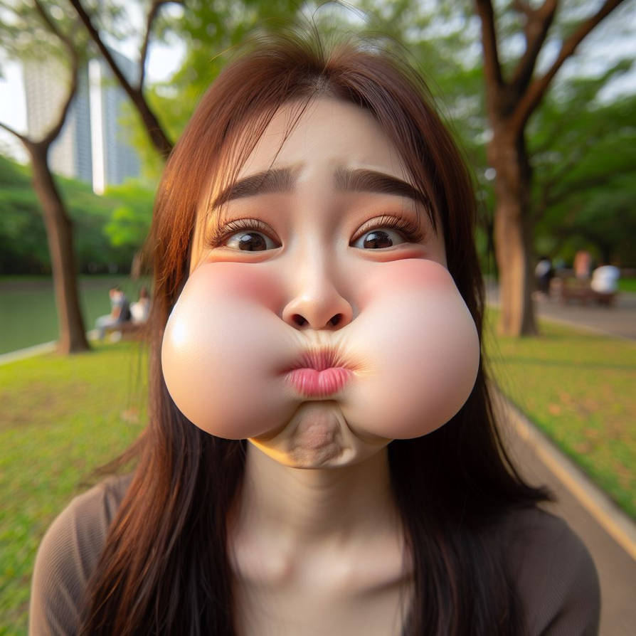 AI Asian Woman puffy cheeks 7 by DachgumDog on DeviantArt