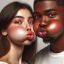 AI Woman and man couple puffy cheeks 2