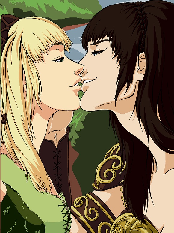 Gabby and Xena Kiss COLORED