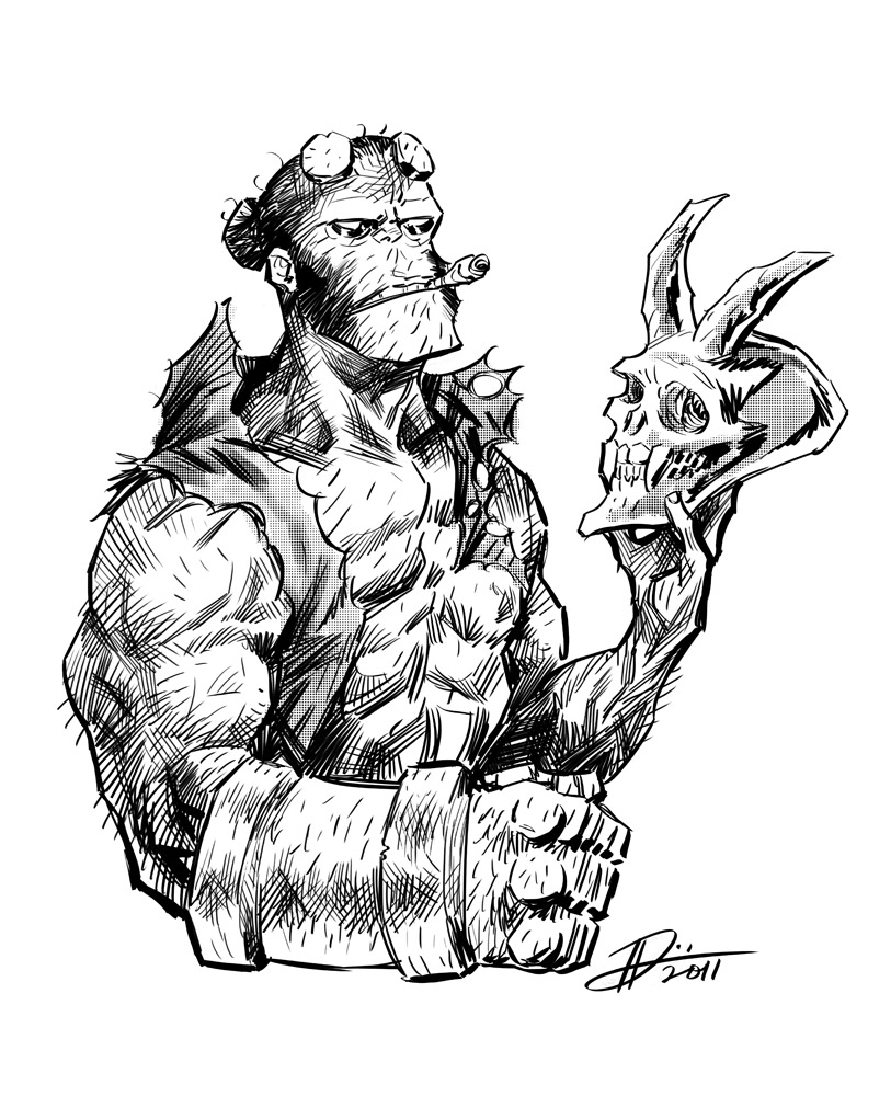 Hellboy with Skull