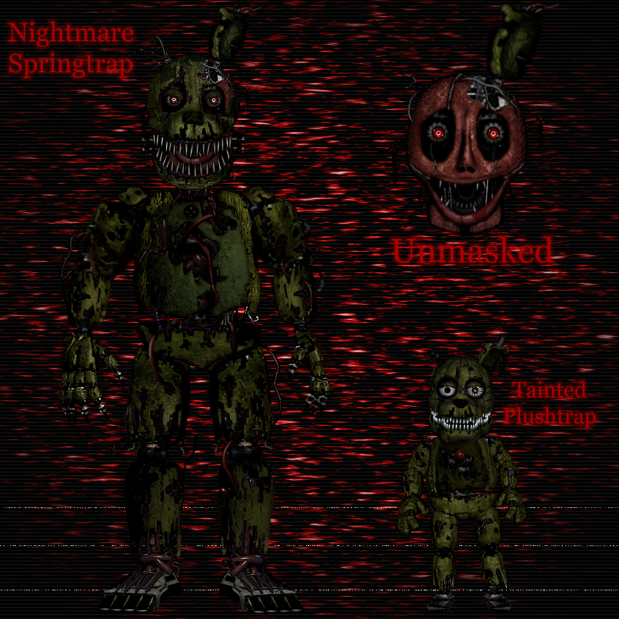 Finally mustered up the courage to draw the nightmares..! (Part 1: The main  Six, Plushtrap and Nightmare himself) : r/fivenightsatfreddys
