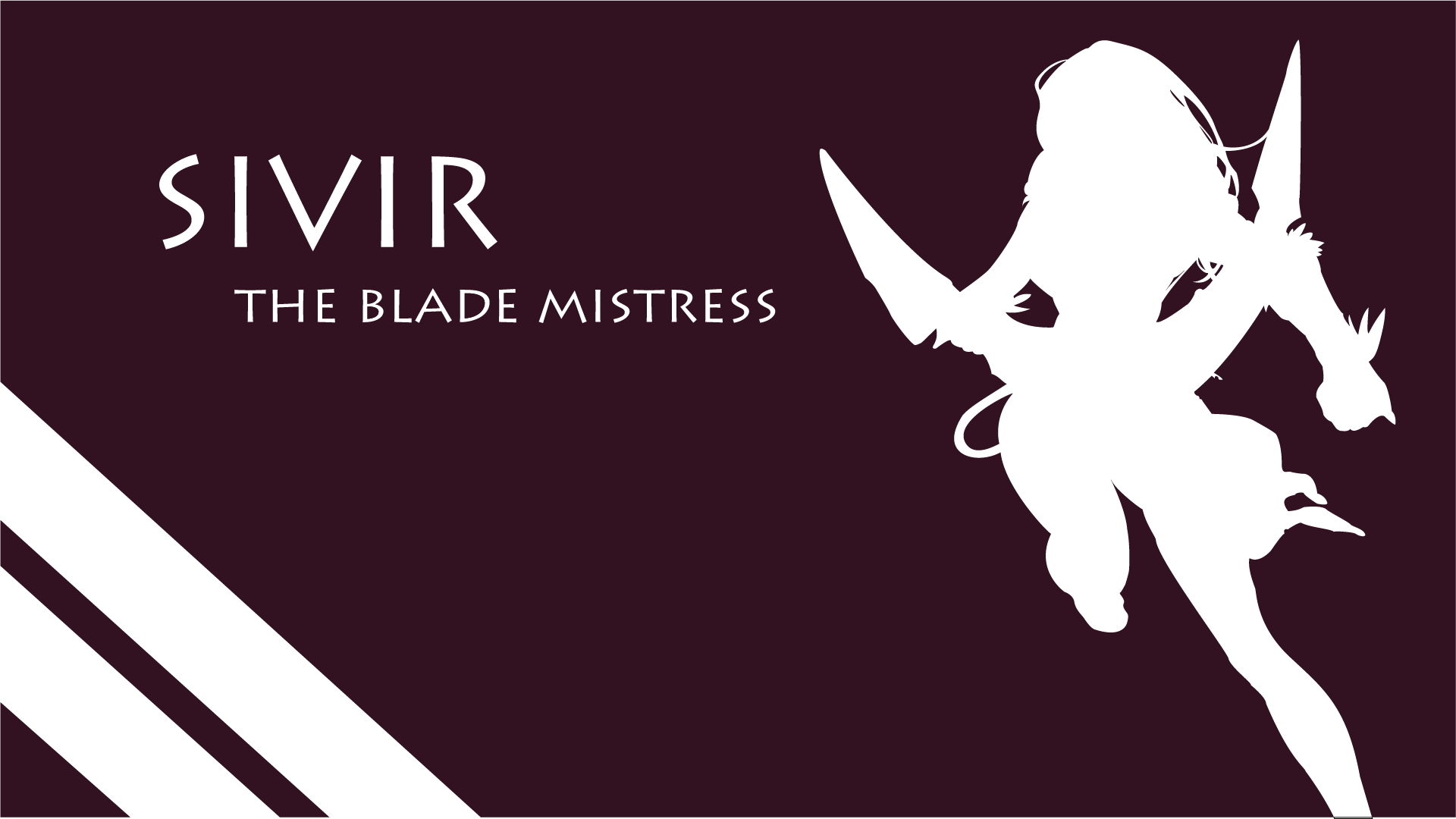 Huntress Sivir Silhouette - White - 1920x1080