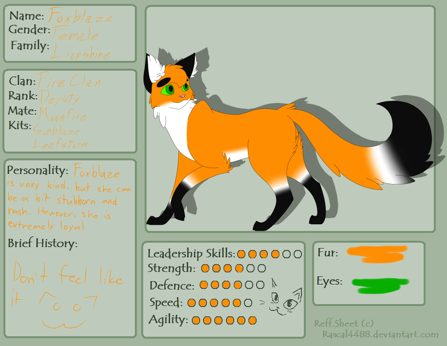 Foxblaze Skill Sheet