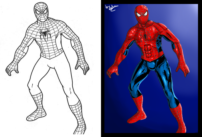 Recolor of SpiderMan (Left=Original, Right=D3NR0D) by D3NR0D on DeviantArt