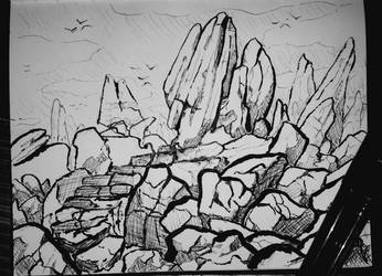 Inktober 04 (Rocky Landscape)