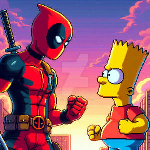 DeadPool vs Bart Simpson 8-Bit