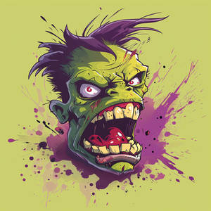 djrelief 72247 Angry zombie greenredpurple colors 
