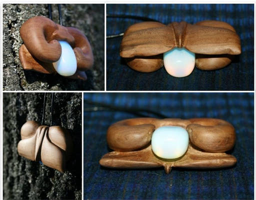 Pear wood and Opalite Capricorn Pendant