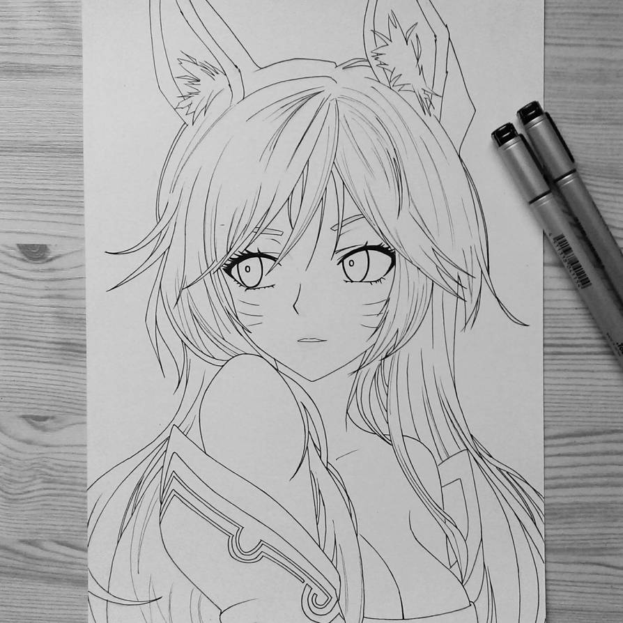 Inked lines for Ahri drawing :) by HonzikSuchy on DeviantArt