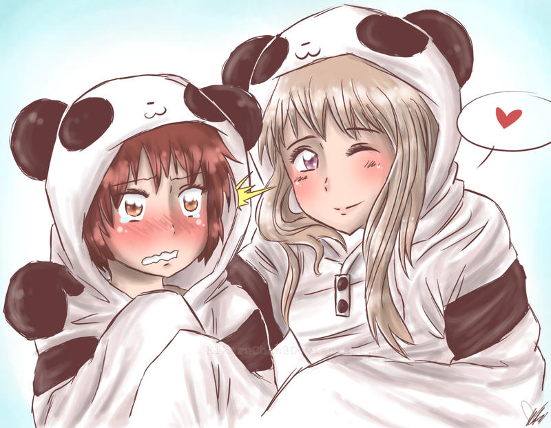 Anime girl with panda hoodie