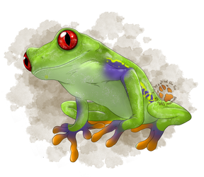 Portrait Commision - Green Tree Frog by ArtbyWhatTheFox