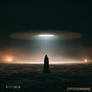 Shadow Woman Under Glowing UFO