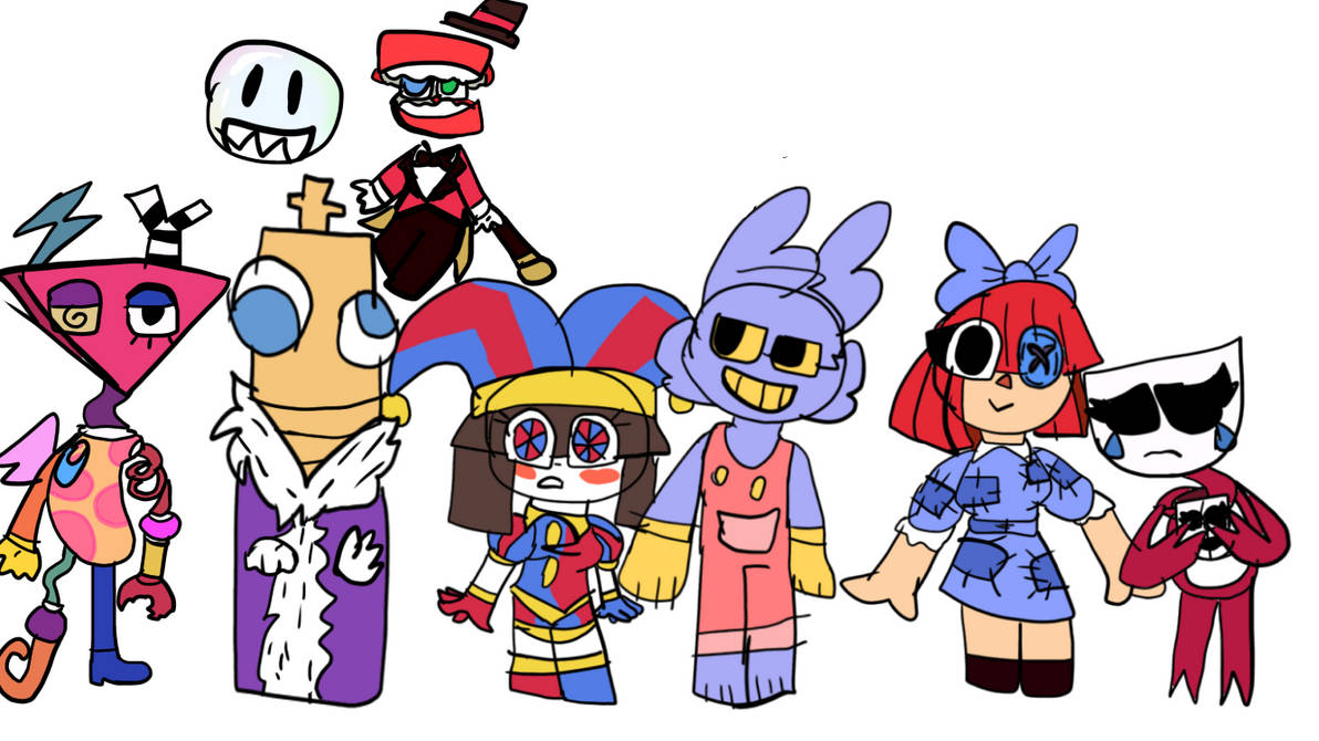 I drew the amazing digital circus characters by Ella-the-fox on DeviantArt