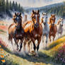 A herd of horses run