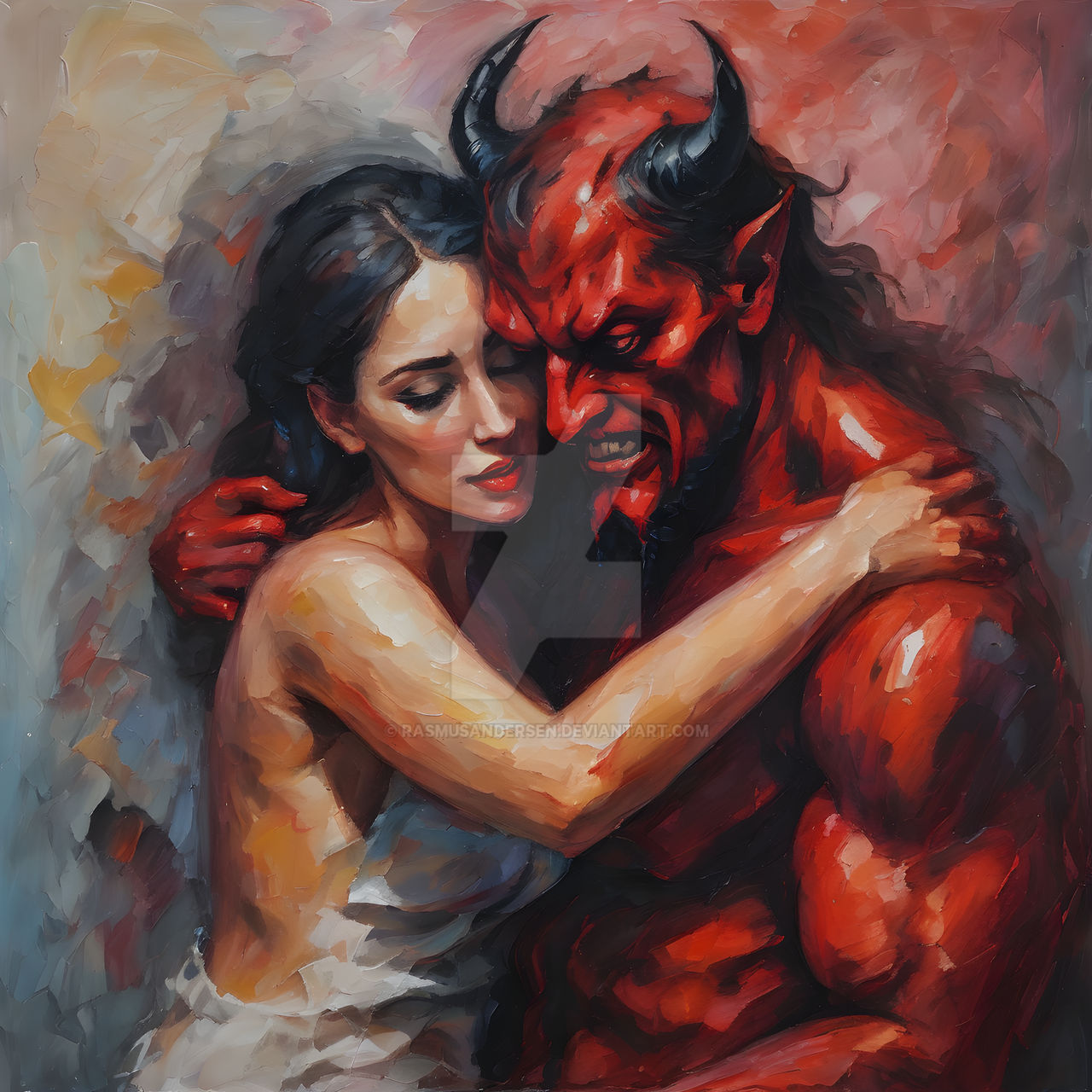 Hug Devil The devil gives a very beautiful woman a hug by RasmusAndersen on ...
