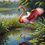 Red and white flamingo