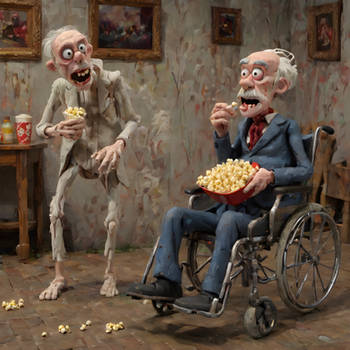 2 old men eating popcorn