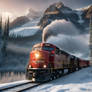 Train in a snowy mountain area