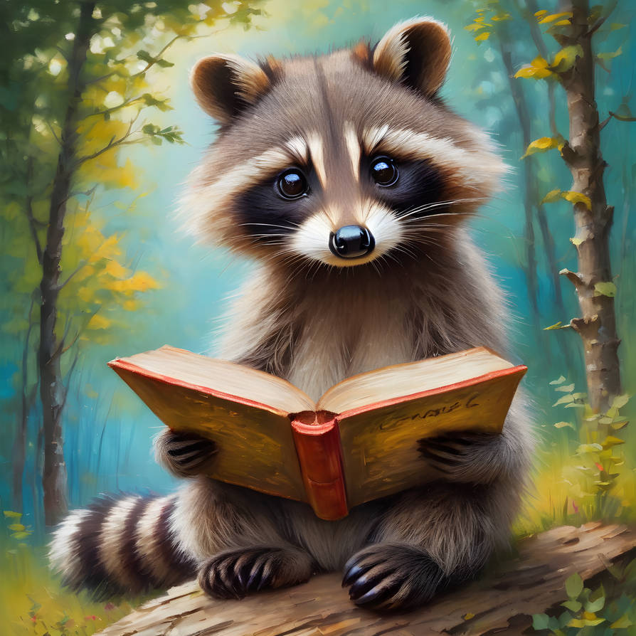 A raccoon sits under a tree and smokes by RasmusAndersen on DeviantArt