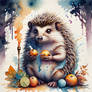 A hedgehog with fruit and smoke