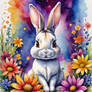 Cute little rabbit between flowers