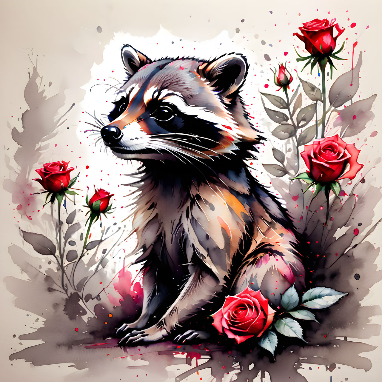 Sm Racoon Raccoon with roses by RasmusAndersen on DeviantArt