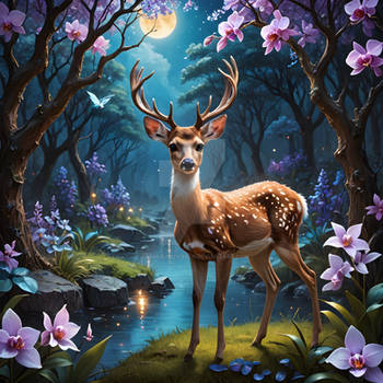 Deer in a beautiful fantasy forest