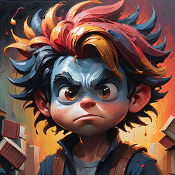 Angry cartoon boy