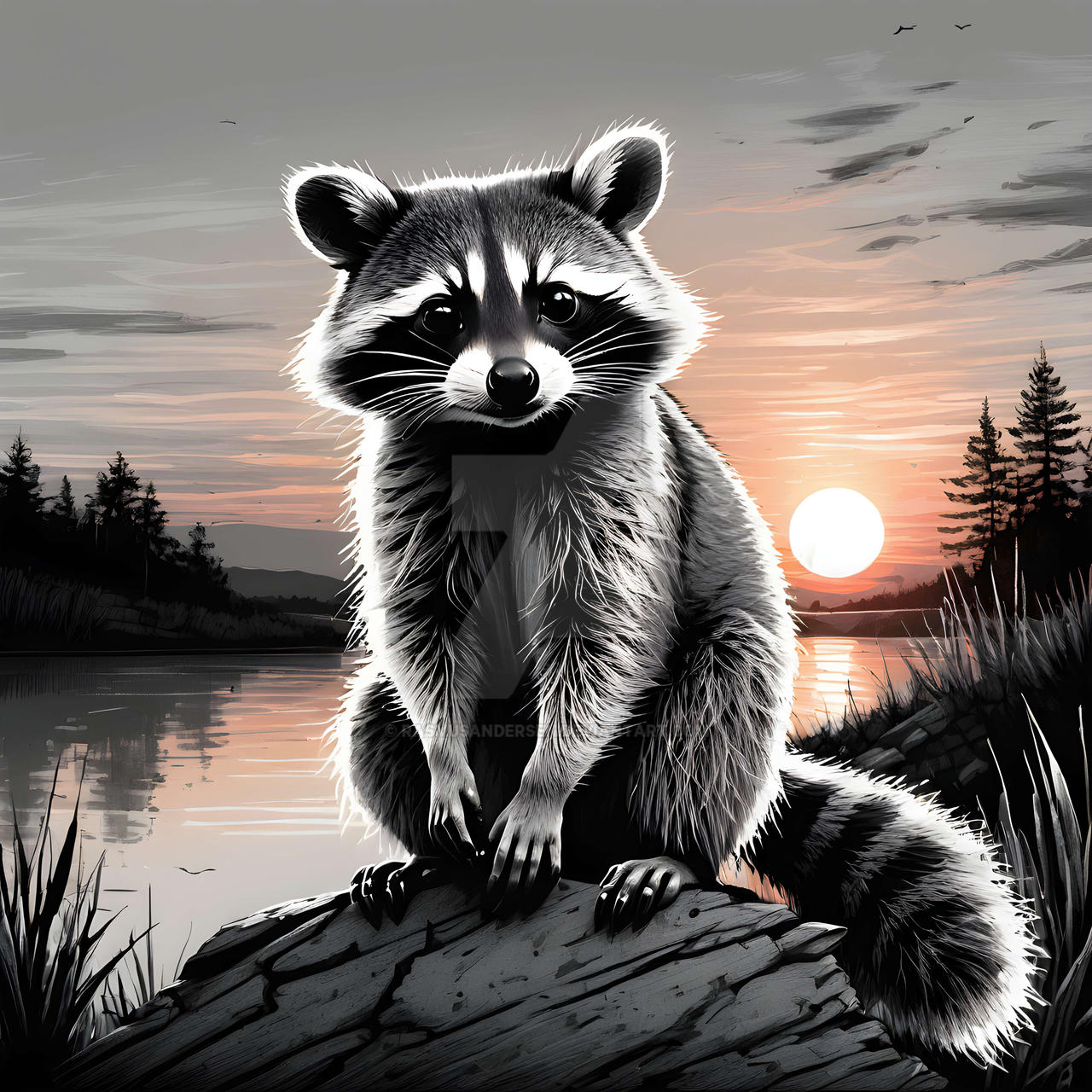 Sm Racoon Raccoon in the sunset by RasmusAndersen on DeviantArt