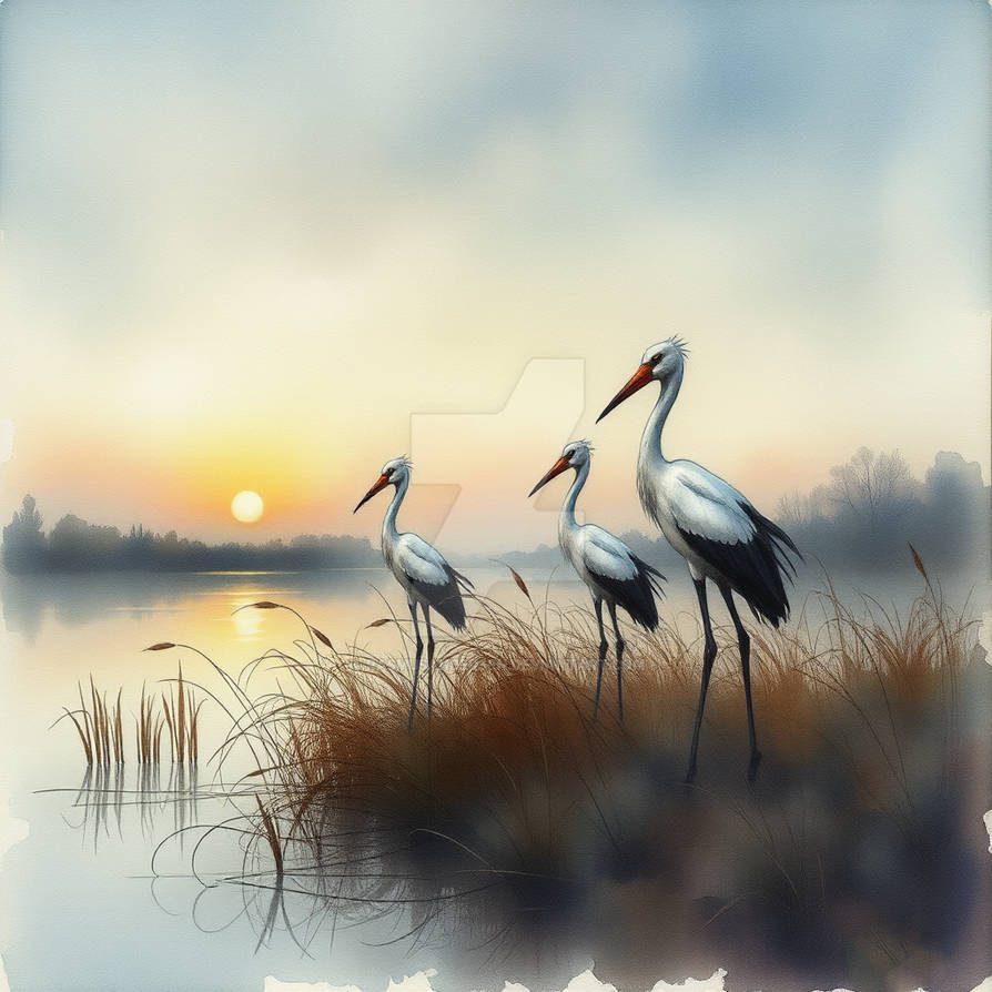 Storks Fall Storks at the Edge of Morning by RasmusAndersen on DeviantArt