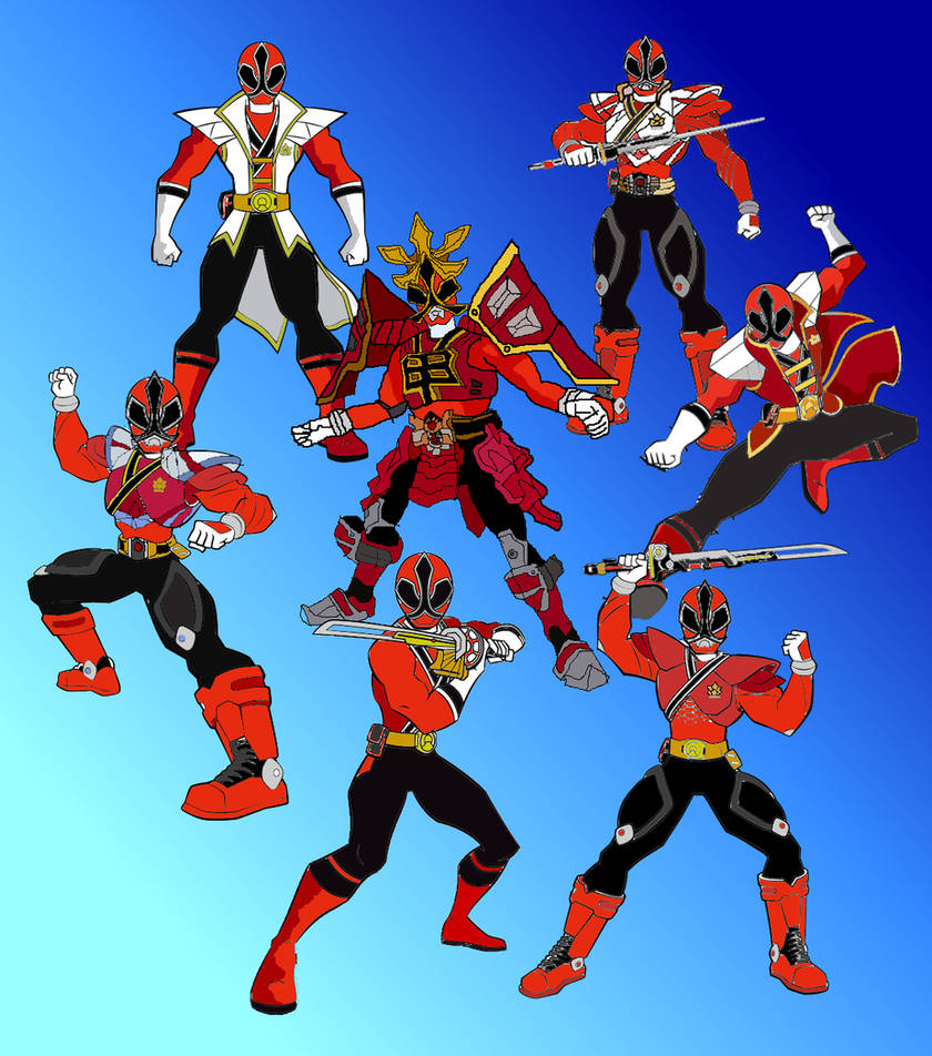 Red Samurai Rangers without labels by LavenderRanger on DeviantArt