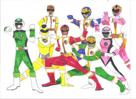 Pre-Zyuranger suits in Super Megaforce