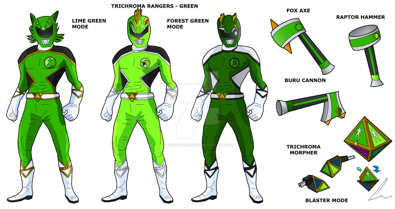 Trichroma Rangers: Green/Lime/Forest by LavenderRanger on DeviantArt