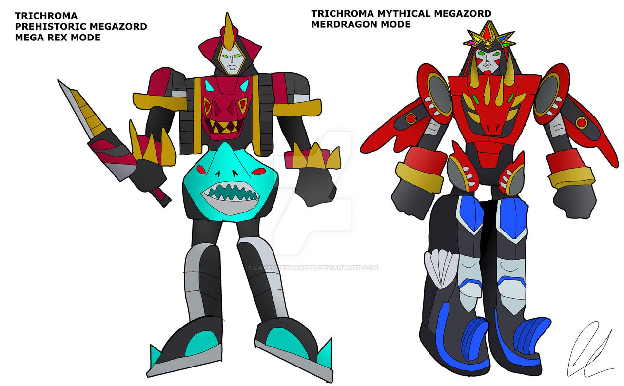 Trichroma Megazords Mega Rex and MerDragon Modes by LavenderRanger on ...