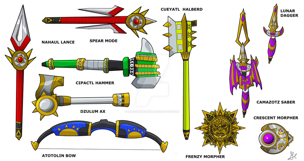 Blue Ranger Weapons Deviantart Feral Frenzy Ranger Weapons by LavenderRanger on DeviantArt